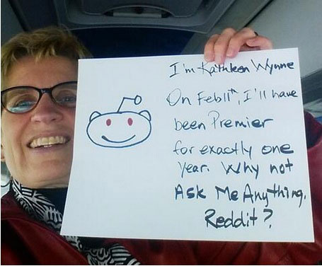 Wynne reaches out to Reddit users to ask her anything