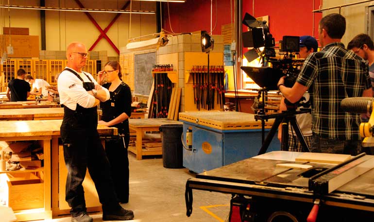 Mike Holmes filming PSA at Humber College