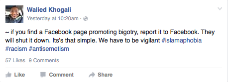 UPDATE – Canadian anti-Muslim Facebook page – Reporting Hate Speech on Social Media