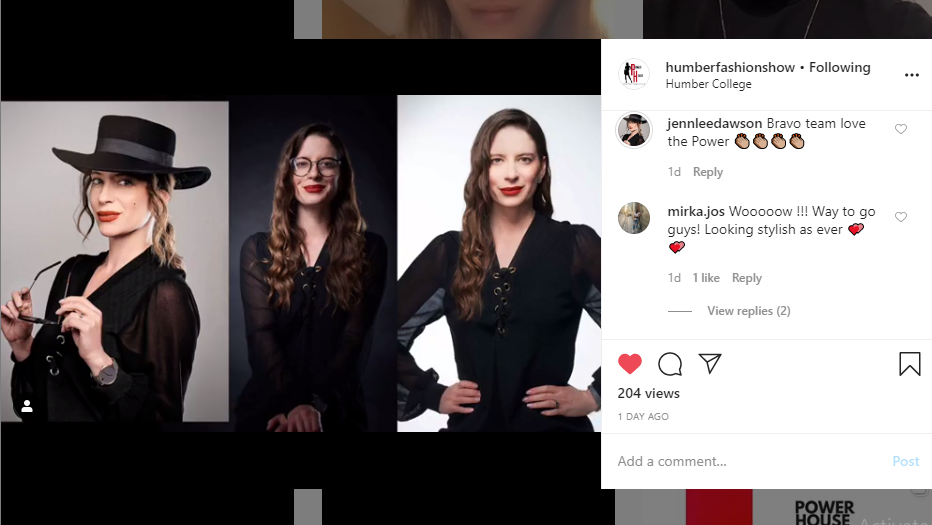 Program Coordinator Jennifer Dawson showcases her runway look during the premiere on Instagram. (Akanksha Lamba)