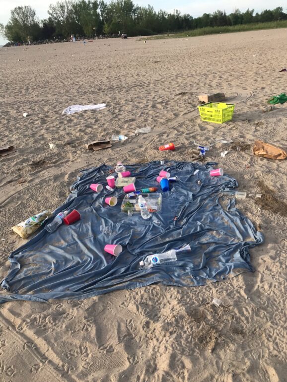 Trash on a beach