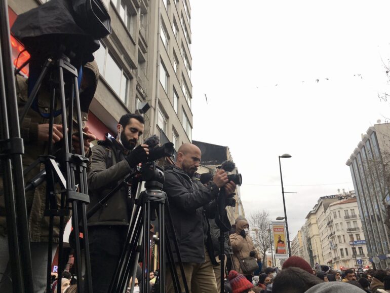 Journalists covers story of Hrant Dink's remembrance day, on Jan. 19 in Istanbul, Turkey.
