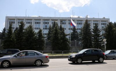 A view of the Russian embassy in Sofia, Bulgaria, April 29, 2021. REUTERS/Stoyan Nenov