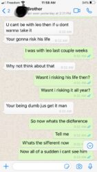 Text messages between Michael Macbean and his brother after finding out a vaccine were booked on his behalf.