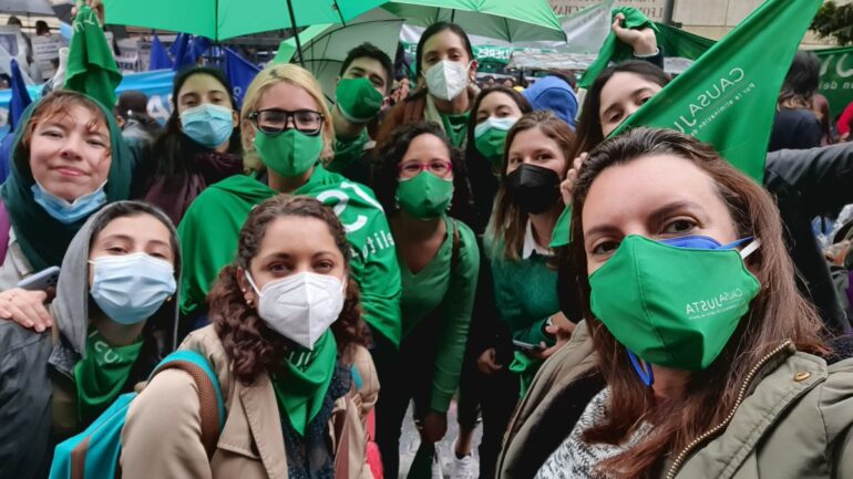 Citizens celebrating in Bogotá after abortion was decriminalized, Feb 21, 2022.