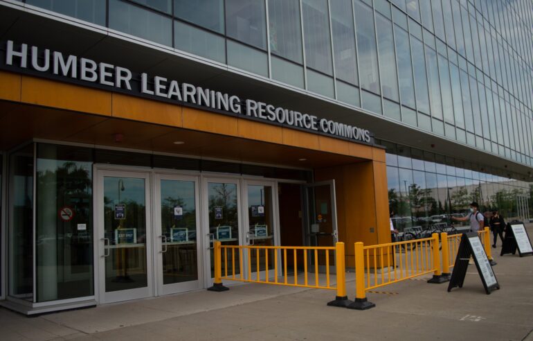 Entrance to the LRC building at Humber College's north campus.