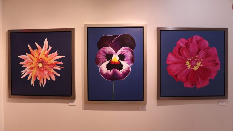 Still of Dahlia (2020), Pansy (2020), and Zinnia (2021) respectively (from left to right). Charles Pachter started working on creating a