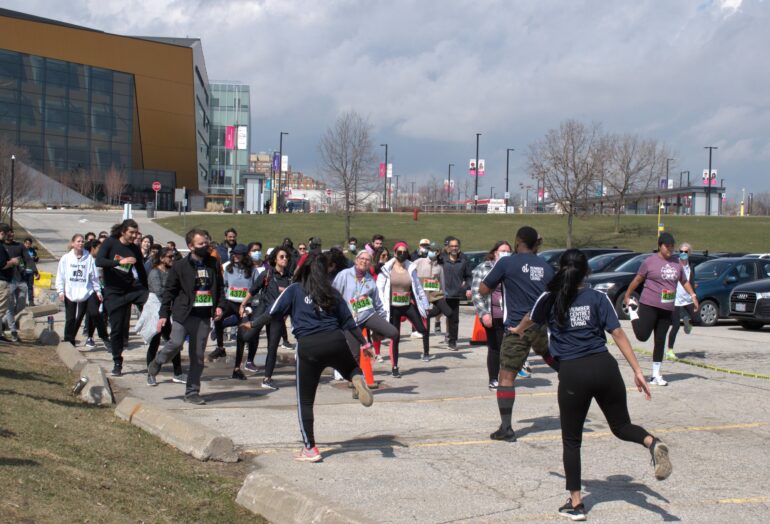A 15-minute warm-up session took place at 11:45 a.m., led by the Humber Centre for Healthy Living.