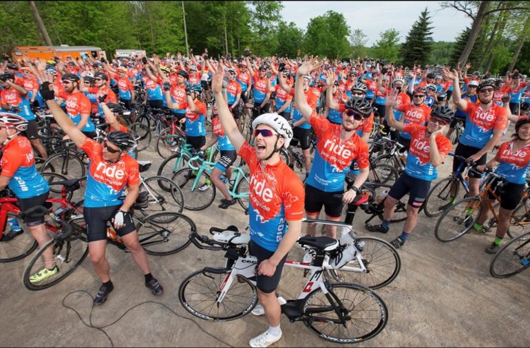 Jack Ride cyclists celebrate at a previous year's event.