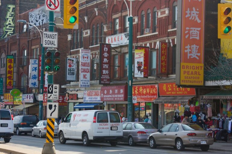 Busy streets at the Toronto Chinatown.