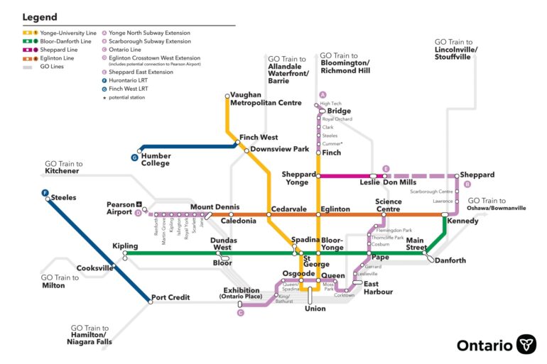 John Tory's transit plan map