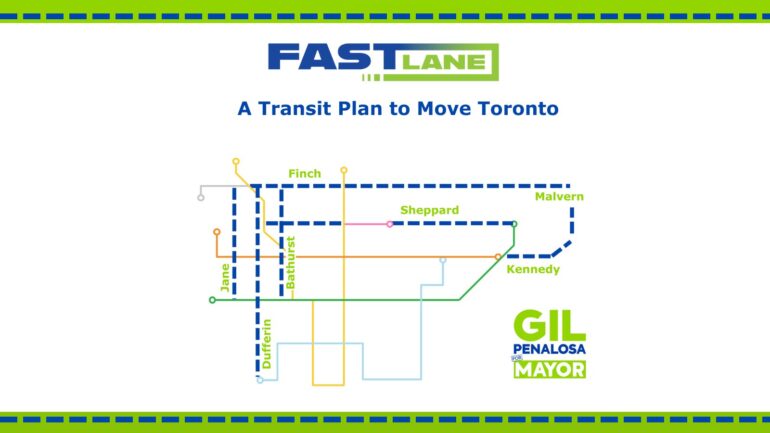 Gil Peñalosa's FastLane transit plan map