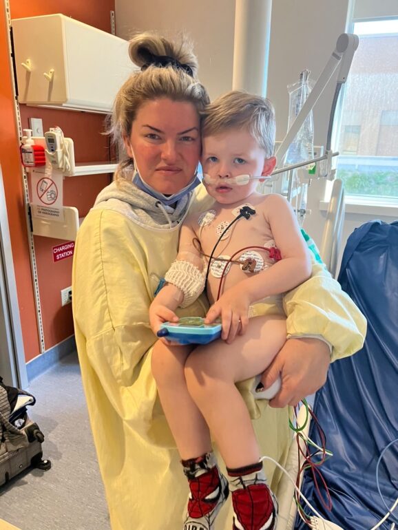 Keri Graham and her son Tyler, 3, at Victoria Hospital in London after he was rushed from Oakville Trafalgar Memorial Hospital because his respiratory syncytial virus (RSV) case worsened.