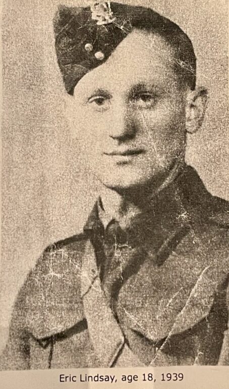 The recruitment photo of Eric Lindsay when he was 18 in 1939. Now 101 years old, Lindsay still mans a Remembrance Day poppy table.