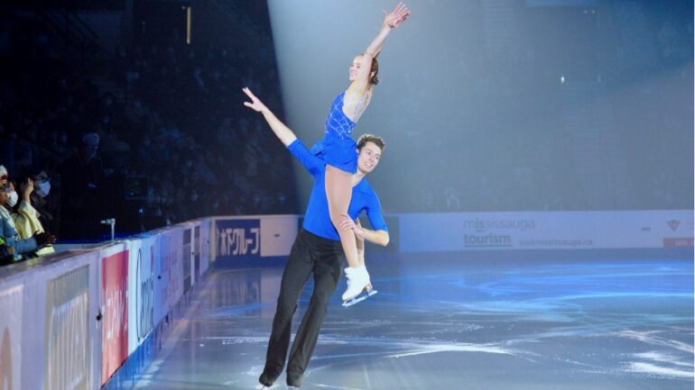NHK Trophy medalists Brooke McIntosh and Benjamin Mimar skated to their gala program, Cooler Than Me by Mike Posner in front of a home crowd.