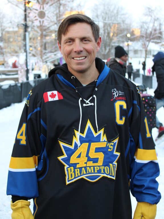 The mayor of Brampton, Patrick Brown, went ice skating at Gage Park on Jan.29,2023 to meet with the community and give them the chance to take pictures with them.