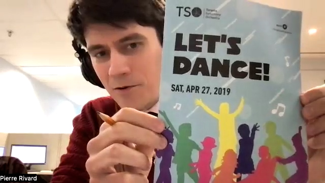 Pierre Rivard, Education Manager at TSO, shows the brochure of Let's Dance, the first relaxed perfofmance by the TSO, which took place on April 27, 2019.