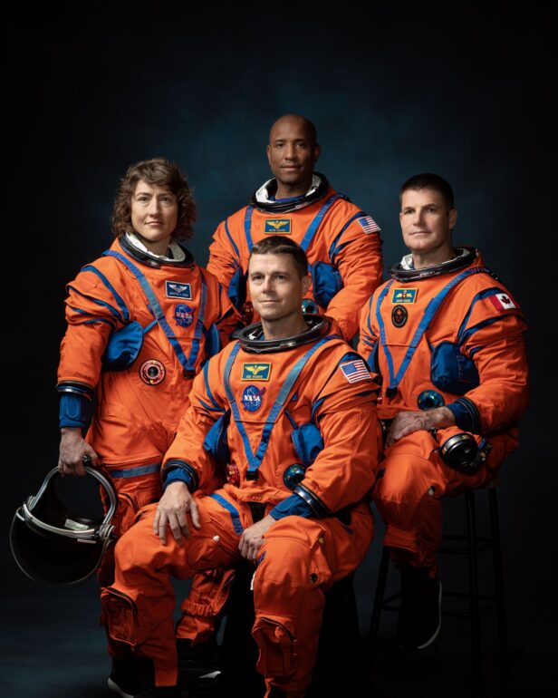 NASA astronauts Christina Koch, Victor Glover, Reid Wiseman, and Canadian Space Agency astronaut Jeremy Hansen.