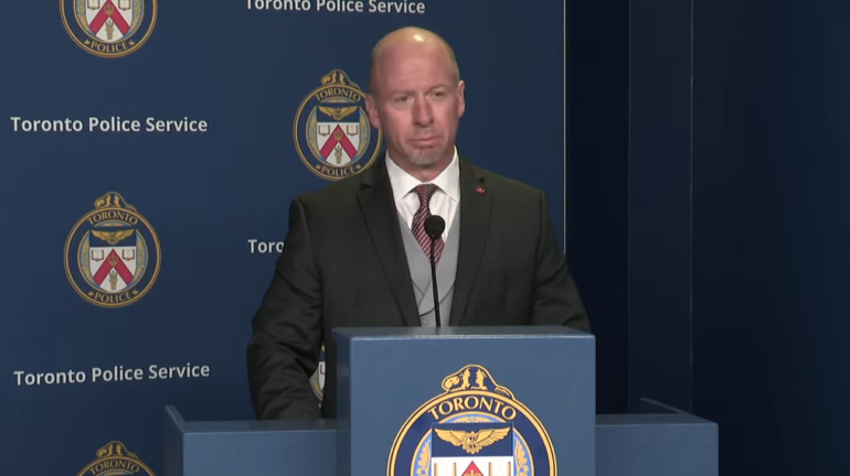 Toronto Police Superintendent Steve Watts speaking at Tuesday press conference.