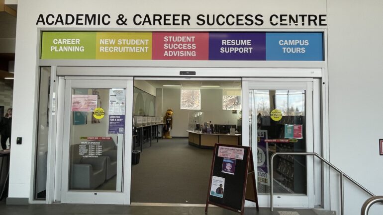 Outside of the Academic and Career Success Centre at Humber College North Campus