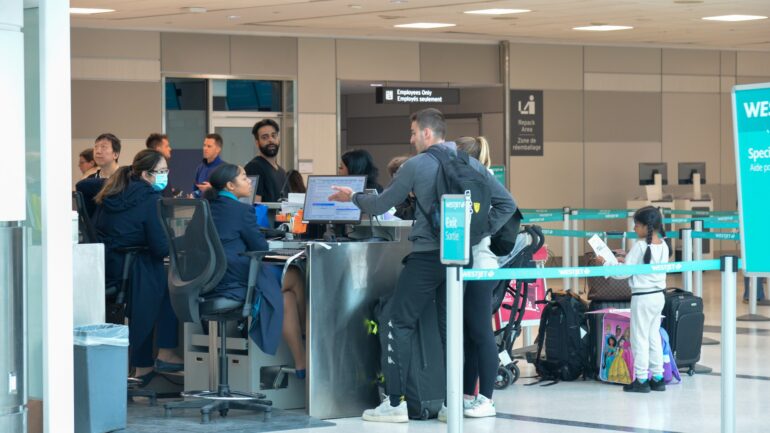 A traveller enquired WestJet staff at the Toronto Pearson Airport on May 19, 2023.