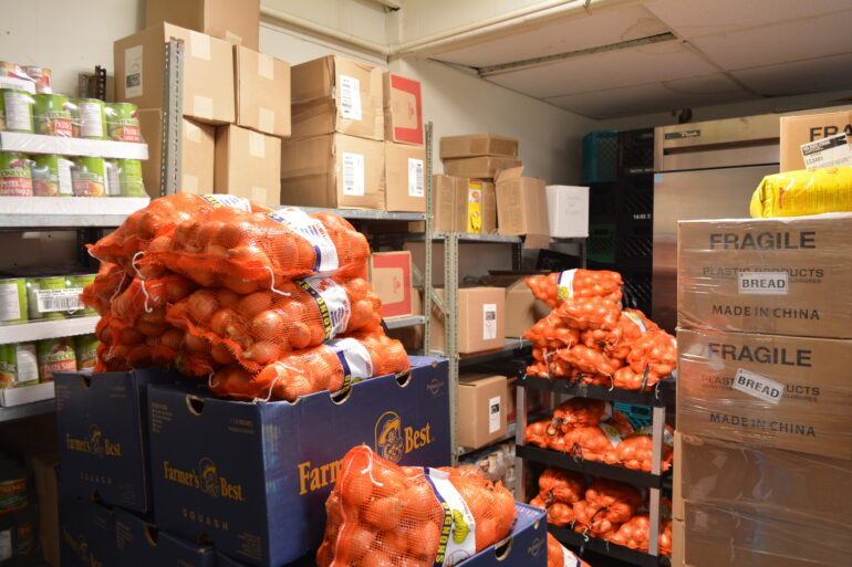 Inside the food storage area in FYFB in Toronto. This food bank serves over 3,000 people per week.