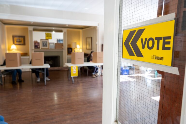 One of the voting locations during the advance voting of the Toronto mayoral by-election.