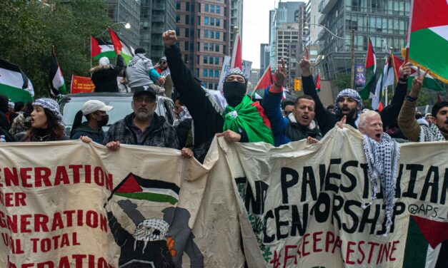 Thousands of ‘Free Palestine’ protesters march at City Hall