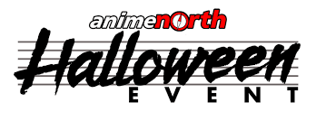 In the center of the image, "Halloween EVENT" is written in black colour. Then "animenorth" in white and red at the top.