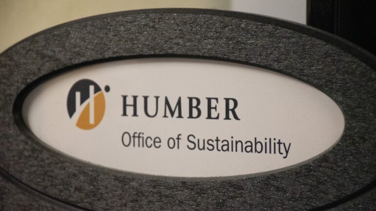 Humber Office of Sustainability sign.