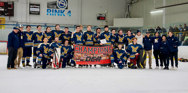 Humber Hawks men's extramural hockey team poses for the champion's picture in the tournament hosted by Humber College.