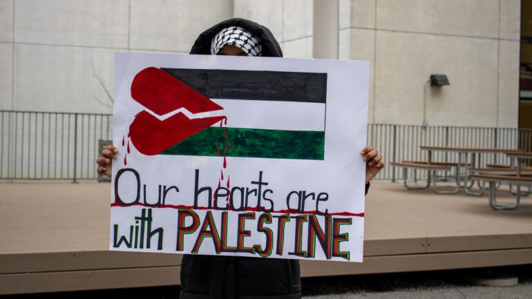 Students call for an end to the occupation and current violence.