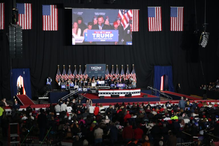 A general view of the event of Donald Trump in Manchester, N.H., on Jan. 20.
