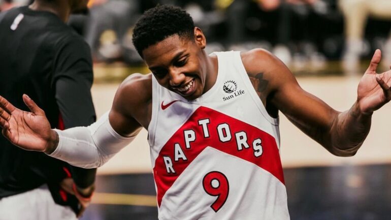 RJ Barrett scored 37 points in the Toronto Raptors - Golden State Warriors game played in the Chase Centre from San Francisco at Jan. 7.