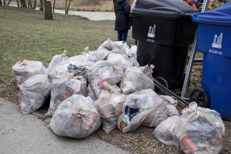 A pile of garbage at the Cruickshank Park was collected from the Humber River pal volunteers.