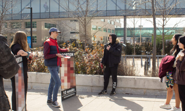 Humber students counter-protest against anti-abortion group
