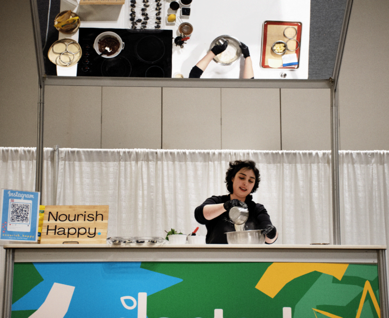 Laura Armenio, founder of the culinary studio Nourish Happy, performs a live baking demonstration at the Planted Expo on March 23.