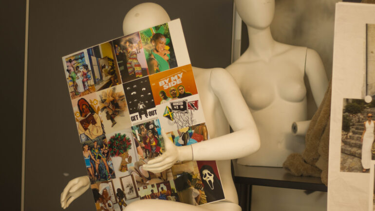 Many students utilized the mannequins in their classroom to pop up their colorful moodboards.
Picture Credit: Niharika Nayak