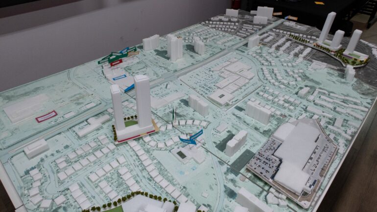 a model map of the finished development for Jane and Finch.