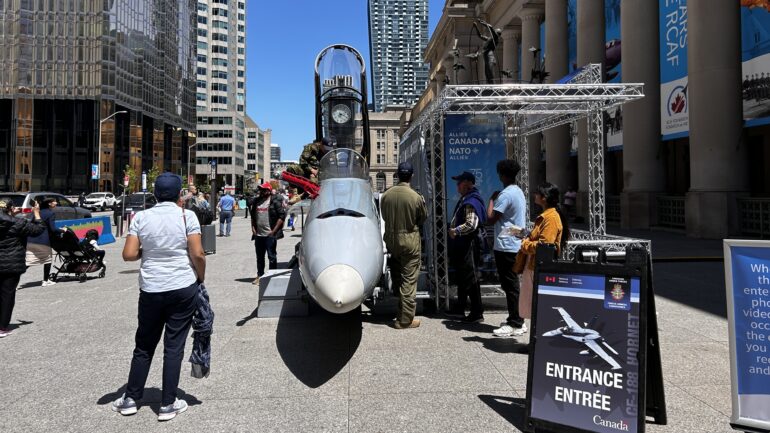 A photo of the CF-18 Hornet at Union Station.