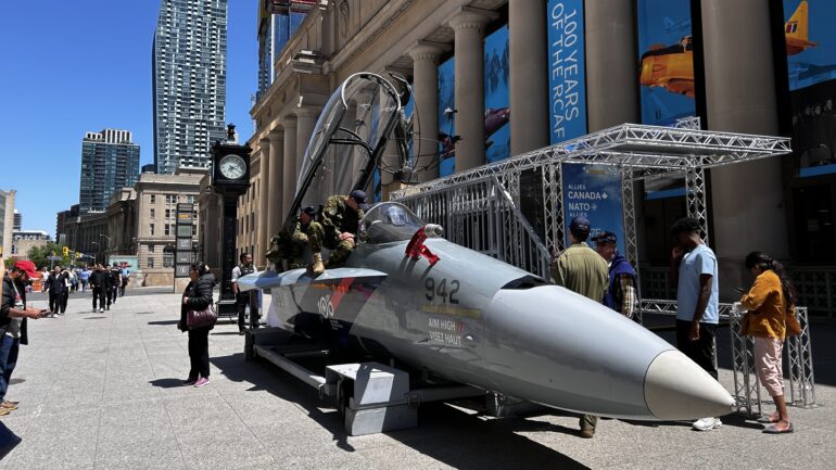 A photo of the CF-18 Hornet at Union Station.